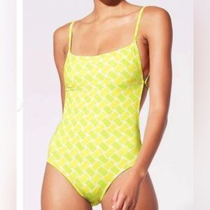 Anthropology Solid & Striped Melissa Pineapple Tile One Piece Swimsuit